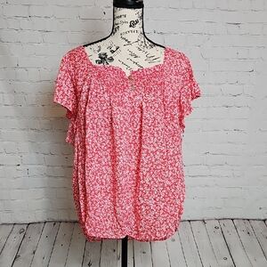 NWT Draper James RSVP Chic Red Floral Blouse